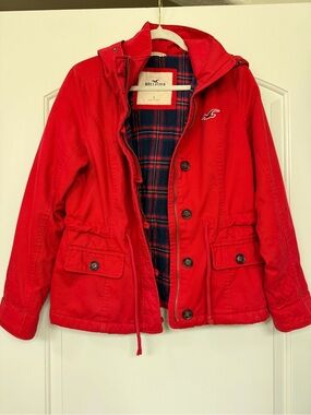 red Hollister Heritage Girls utility parka
